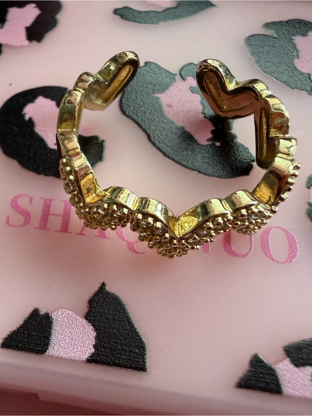 Affordable Fashion Finds Gold Heart Wave Open Ring